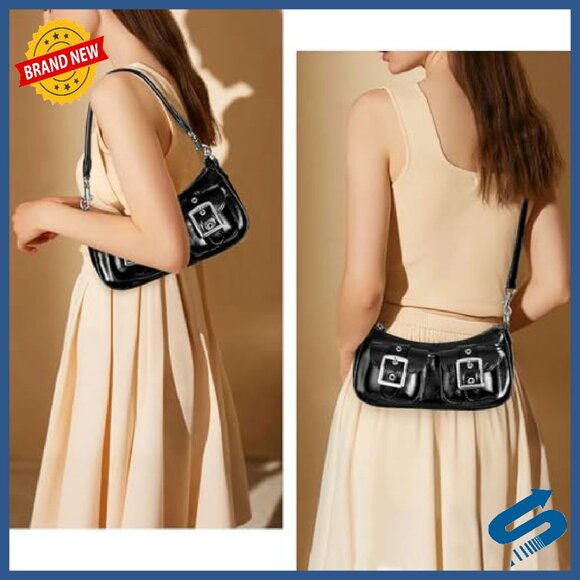 Faux Leather Shoulder Bag Crossbody Purse with Pockets Daily Use - Picture 4 of 8